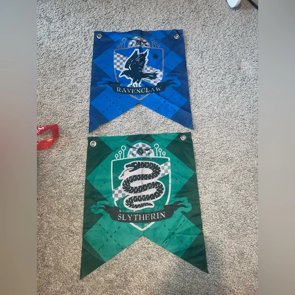 Ravenclaw and Slytherin Wall Banners - Blue and Green